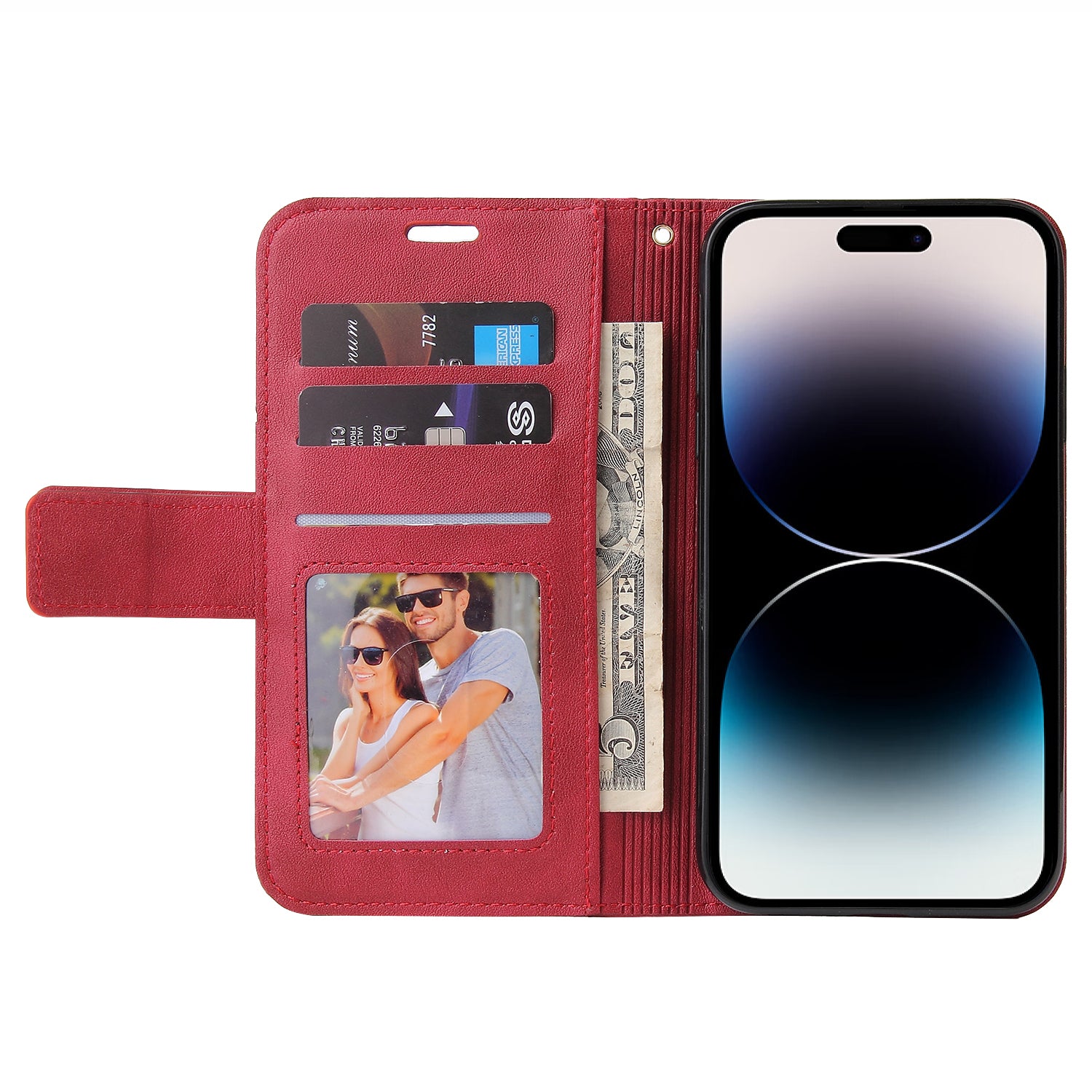 GQ.UTROBE For iPhone 14 Pro Max PU Leather Wallet Case Rectangular Metal Decor Folio Flip Foldable Stand Phone Cover