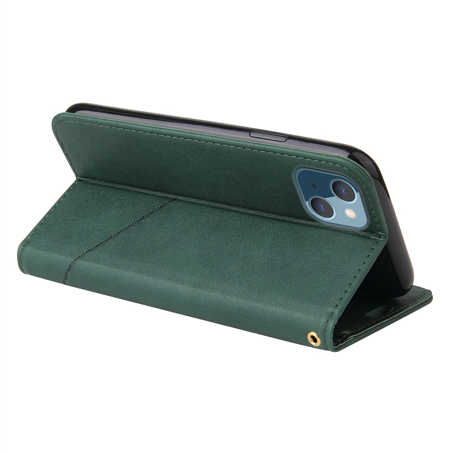 GQ.UTROBE For iPhone 14 Plus Wallet Stand PU Leather Case Rectangular Metal Decor Cell Phone Cover
