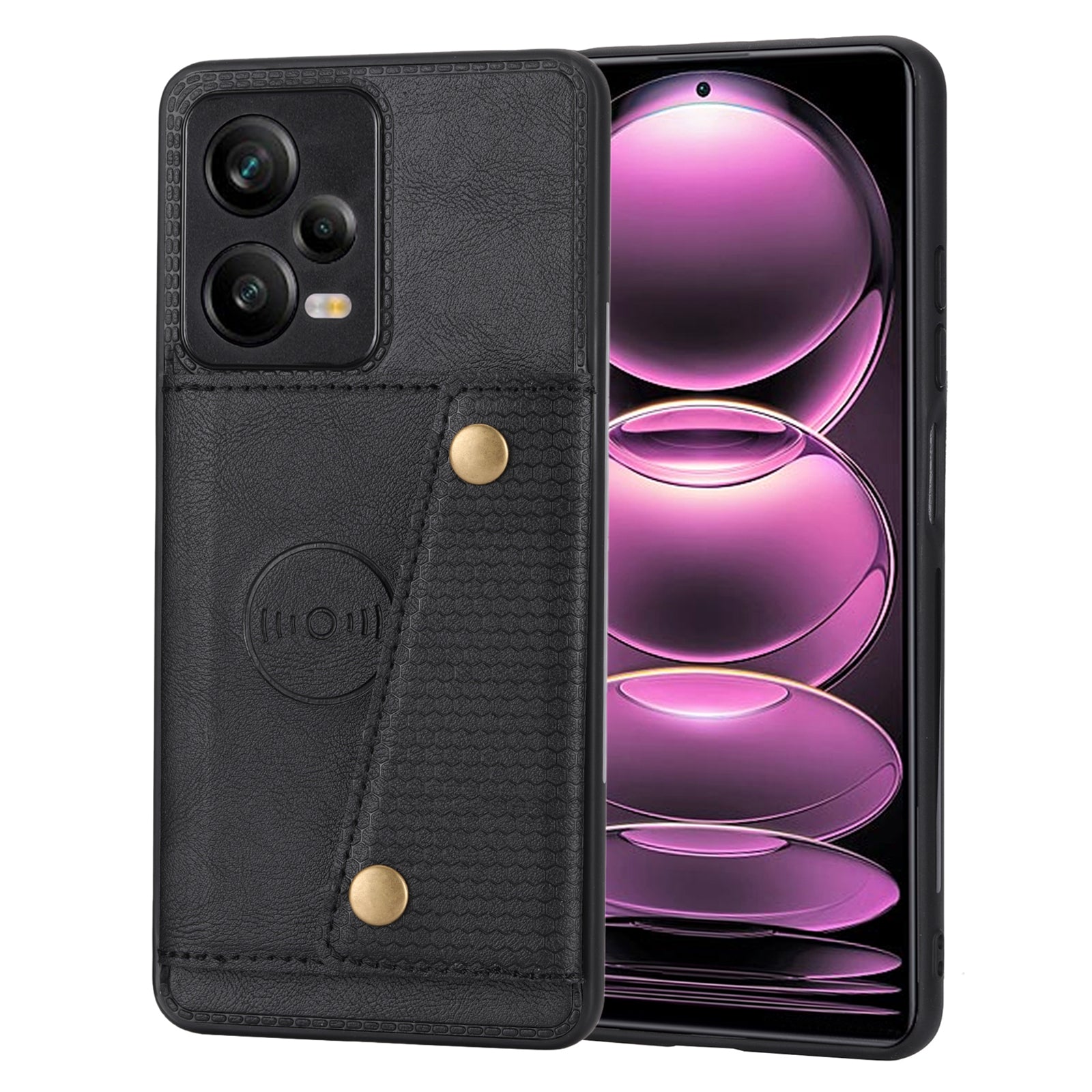 For Xiaomi Redmi Note 12 5G (Global) (India) (China) Poco X5 5G Dual Button Card Holder PU Leather Coated TPU Case Kickstand Phone Cover with Built-in Metal Sheet