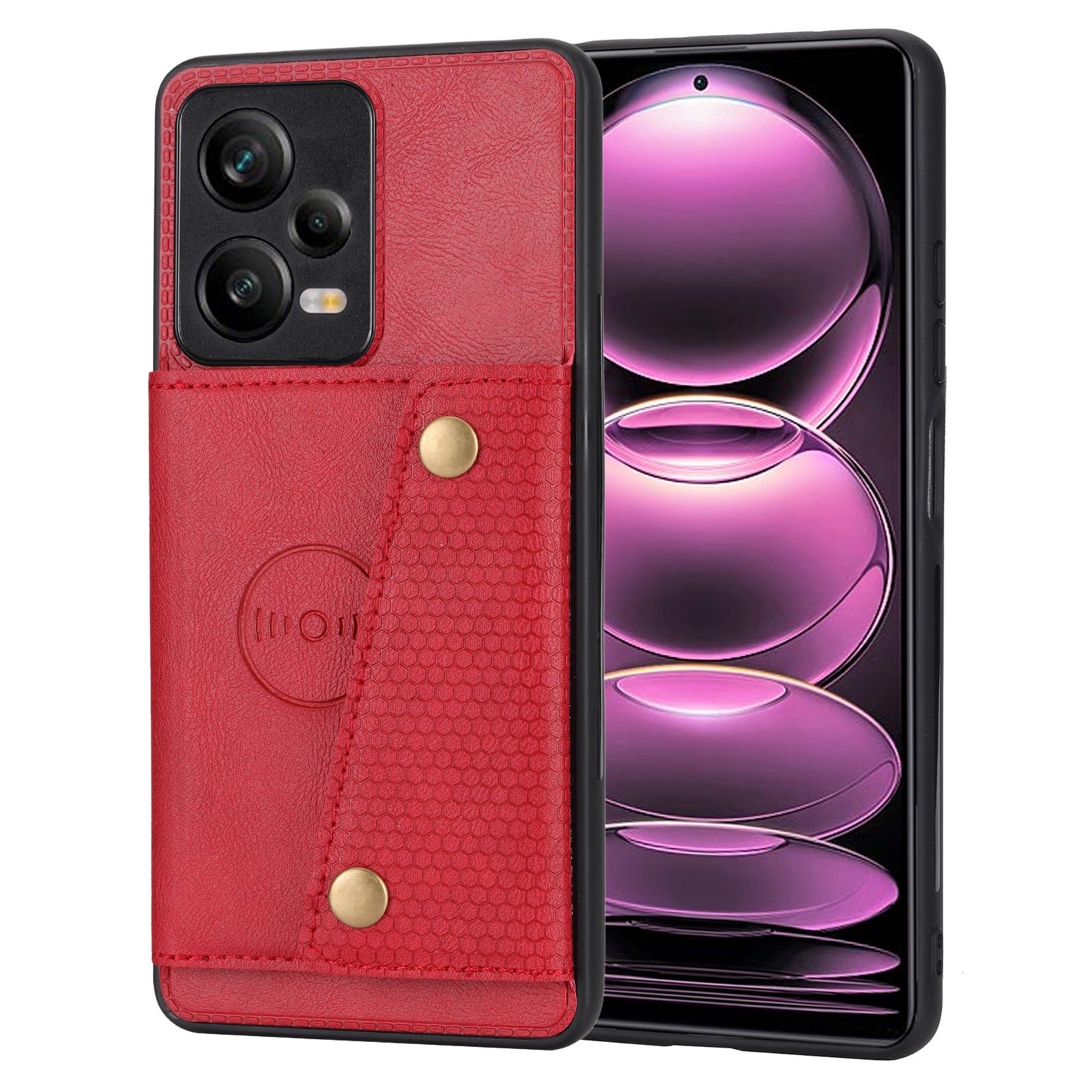 For Xiaomi Redmi Note 12 Pro 5G Kickstand Dual Button Card Holder Phone Cover Leather Coated TPU Case with Built-in Metal Sheet