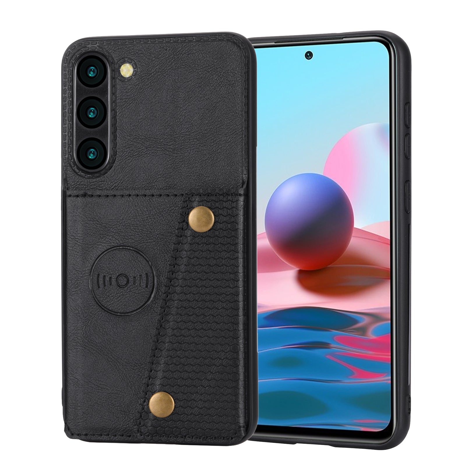 For Samsung Galaxy S23 Card Slots Kickstand PU Leather Coated TPU Back Case Phone Protective Cover with Built-in Metal Sheet