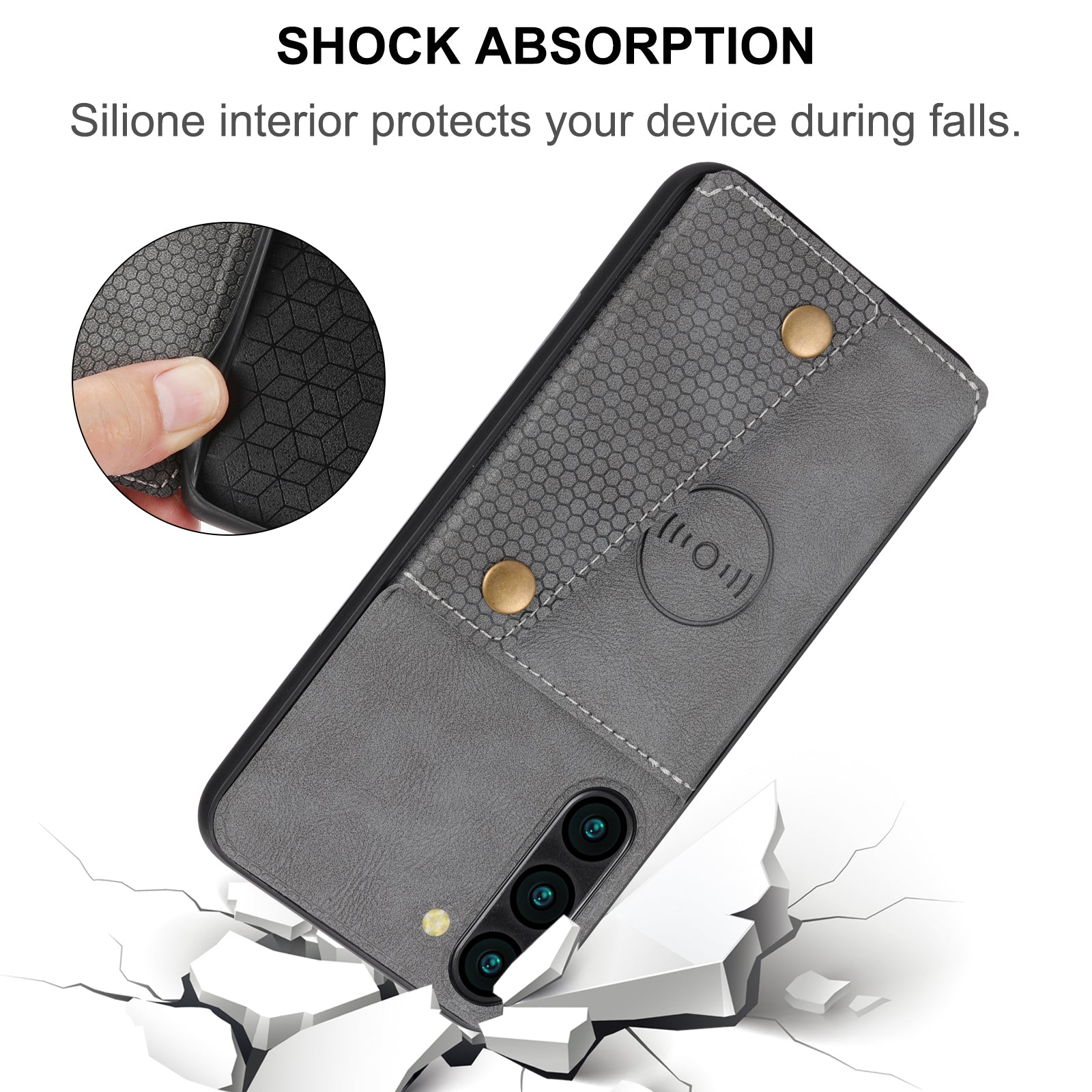 For Samsung Galaxy S23 Card Slots Kickstand PU Leather Coated TPU Back Case Phone Protective Cover with Built-in Metal Sheet