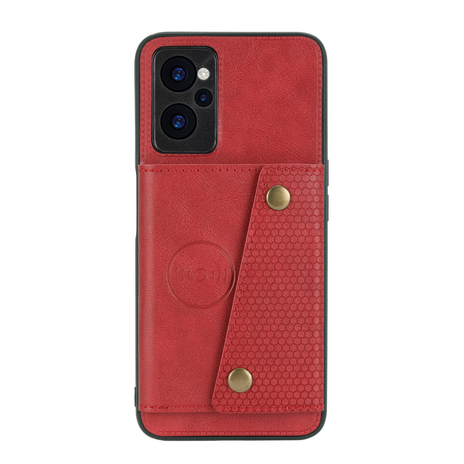 Til Realme 10 5G 9i 5G Kortholder med dobbelt knap Beskyttelsescover Kickstand Design PU-læderbelagt TPU-bagkasse med indbygget metalplade