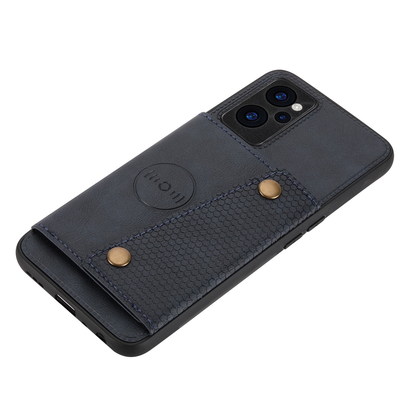 Til Realme 10 5G 9i 5G Kortholder med dobbelt knap Beskyttelsescover Kickstand Design PU-læderbelagt TPU-bagkasse med indbygget metalplade