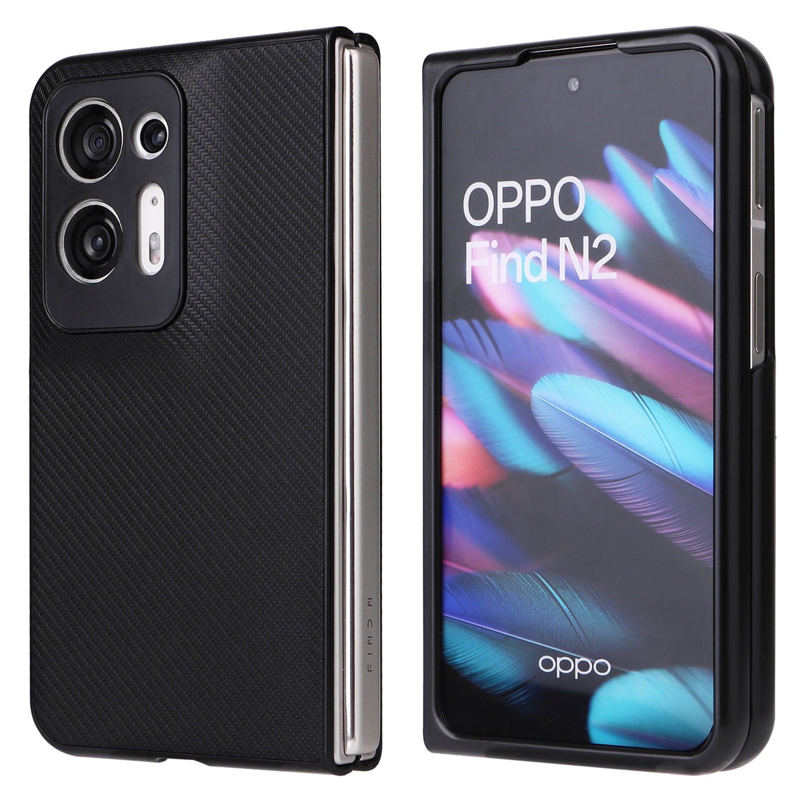 For Oppo Find N2 5G Anti-scratch Phone Back Cover Drop-proof PU Leather PC Protective Cell Phone Case