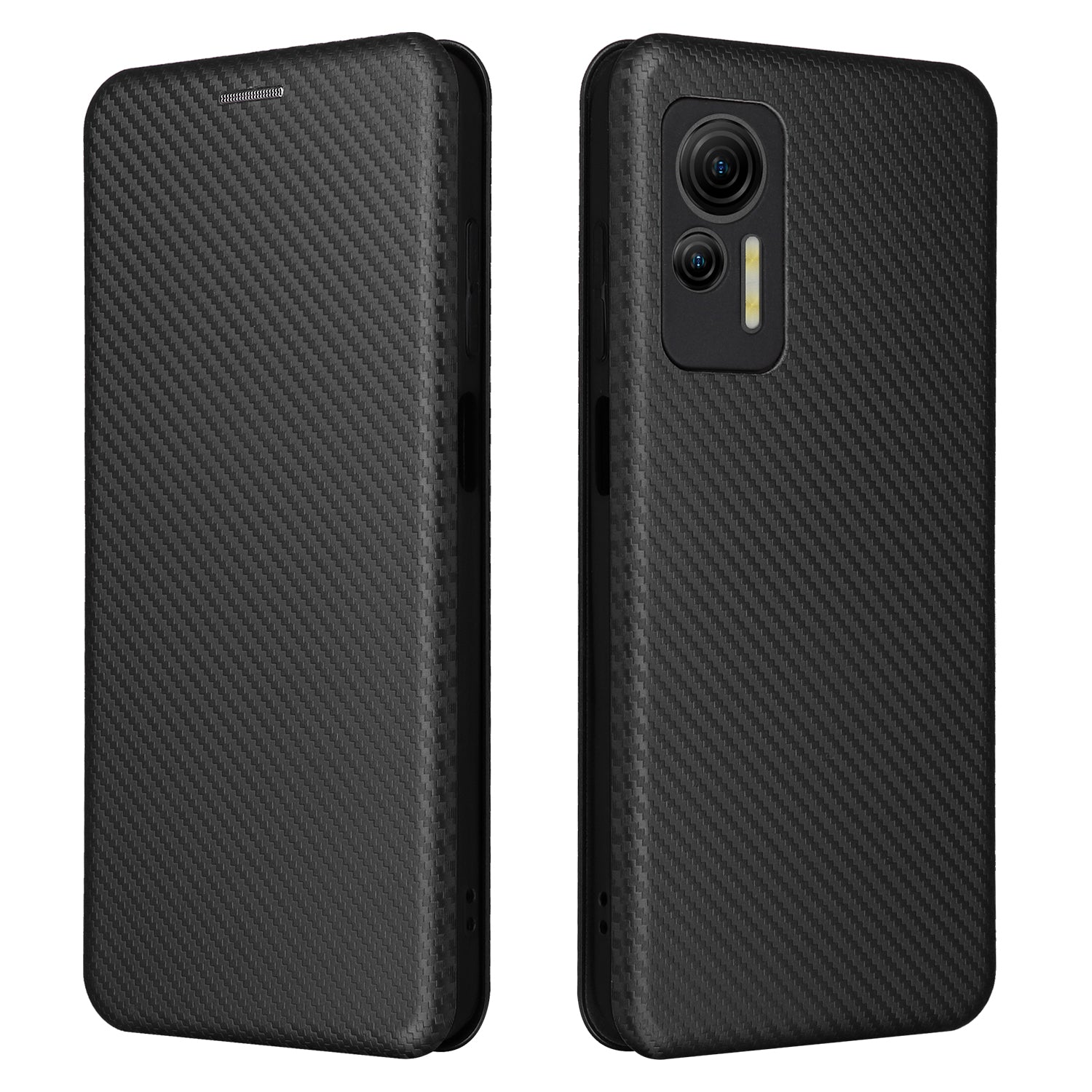 For Ulefone Note 14 Anti-scratch Phone Case Card Slot PU Leather Magnetic Auto-absorbed Stand Carbon Fiber Texture Phone Cover
