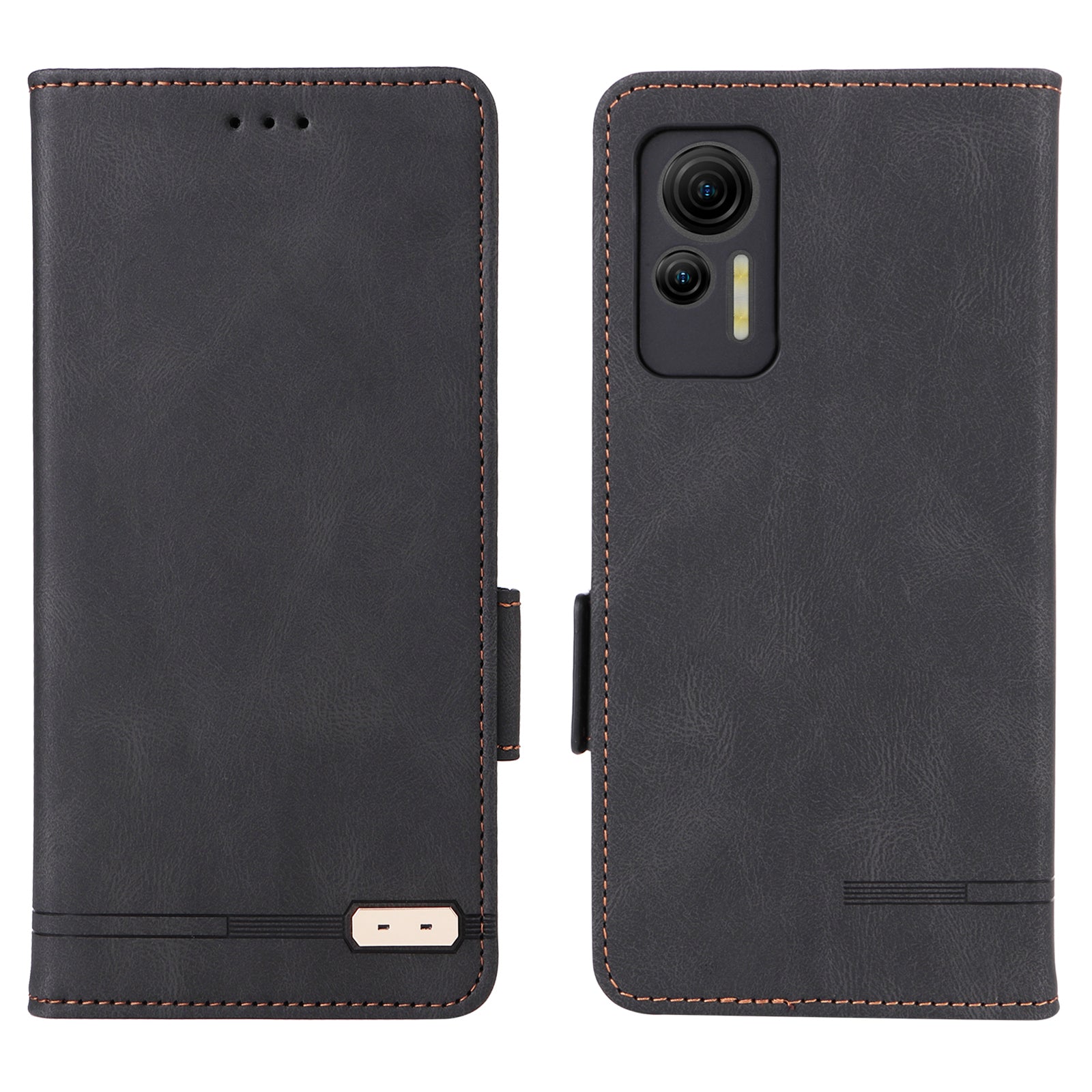 Anti-drop Phone Cover for Ulefone Note 14 Hardware Decor Dual Magnetic Clasp Wallet Foldable Stand PU Leather Protective Phone Case