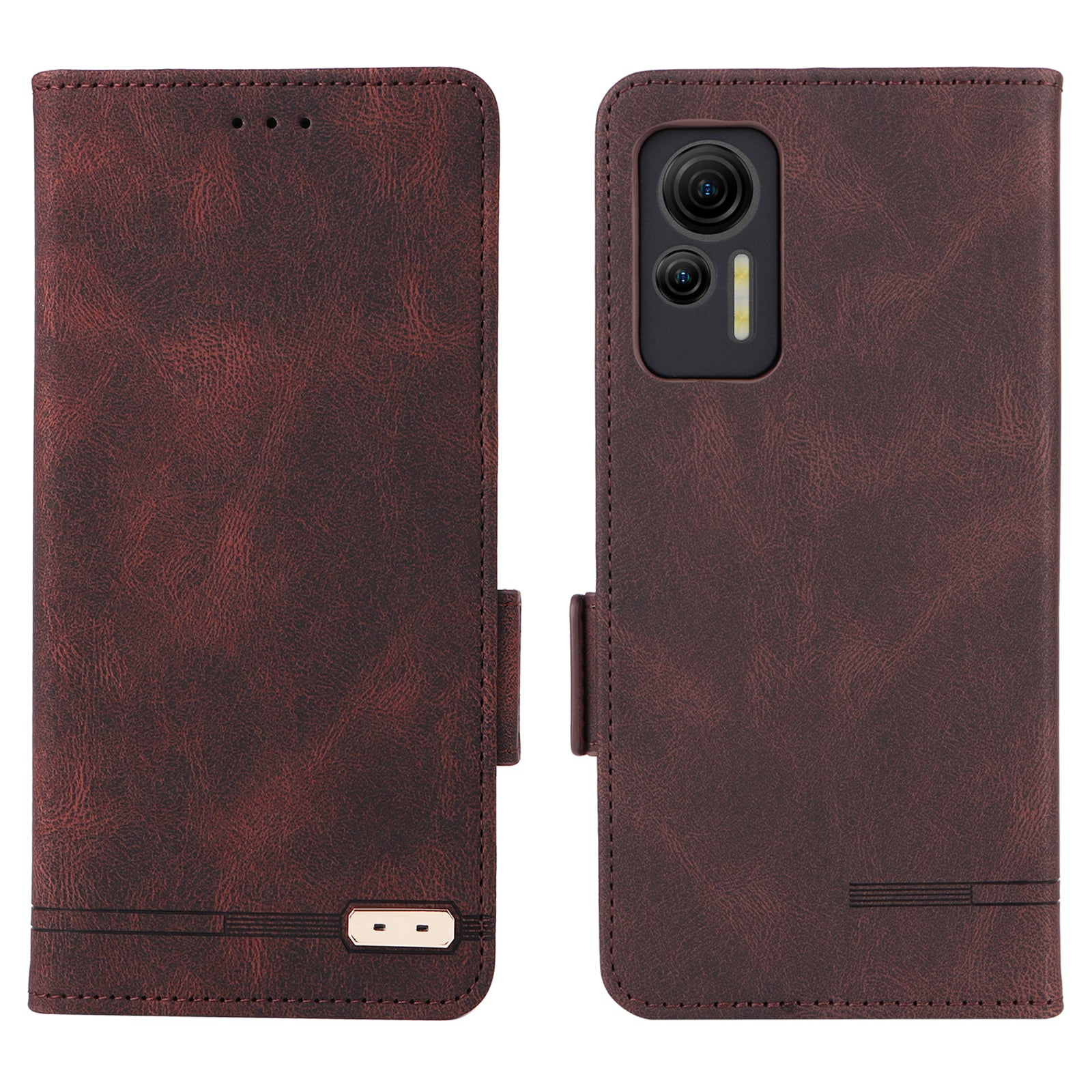 Anti-drop Phone Cover for Ulefone Note 14 Hardware Decor Dual Magnetic Clasp Wallet Foldable Stand PU Leather Protective Phone Case