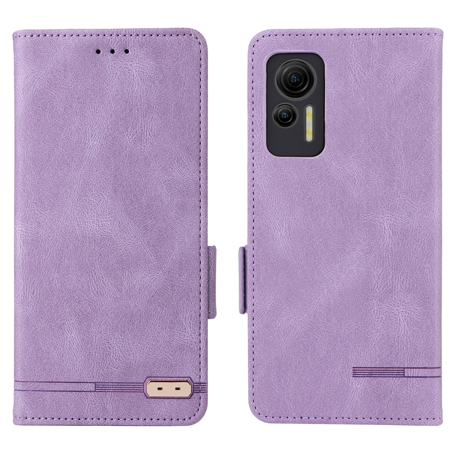 Anti-drop Phone Cover for Ulefone Note 14 Hardware Decor Dual Magnetic Clasp Wallet Foldable Stand PU Leather Protective Phone Case