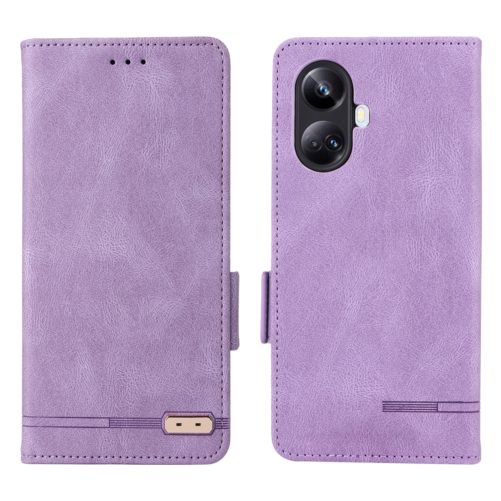 Hardware Decor Phone Case for Realme 10 Pro 5G Dual Magnetic Clasp Wallet Foldable Stand Shockproof PU Leather Cell Phone Cover