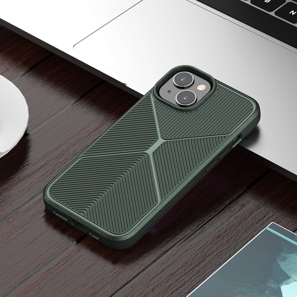 For iPhone 13 6.1 inch Matte TPU Case Drop Resistant Airbag Design X Design Anti-slip Strips Phone Protective Cover