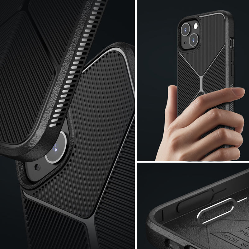 For iPhone 13 6.1 inch Matte TPU Case Drop Resistant Airbag Design X Design Anti-slip Strips Phone Protective Cover