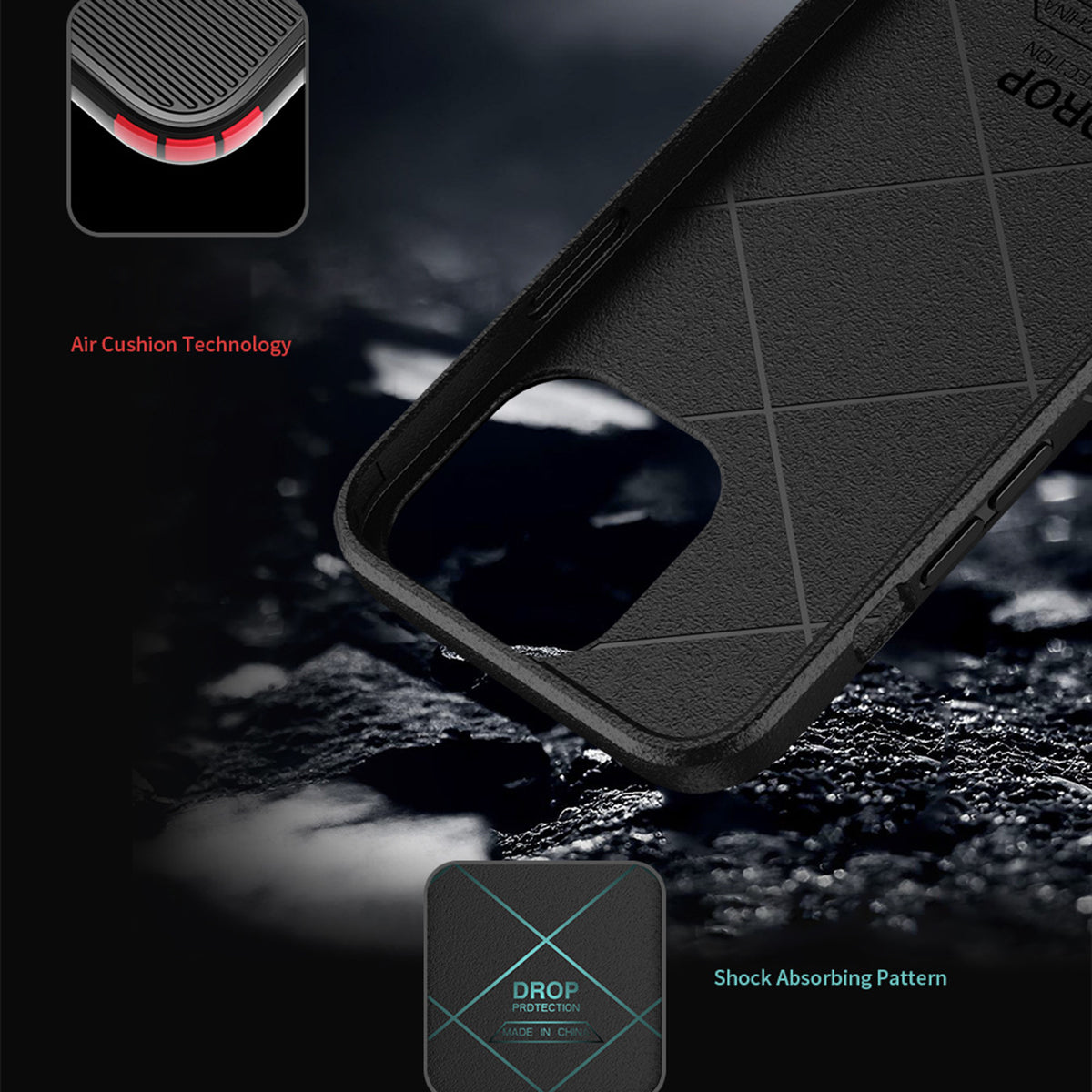 TPU Case for iPhone 12 12 Pro 6.1 inch Shockproof Airbag Design X Design Anti-slip Strips Matte Phone Cover