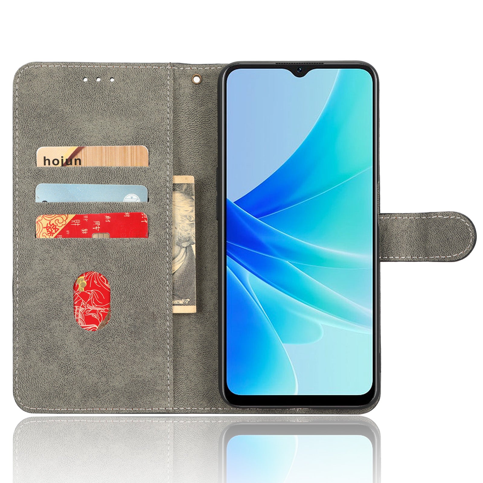 For Oppo A57 4G A57s 4G A57e 4G A77 4G RFID Blocking PU Leather Anti-drop Phone Case Protective Magnetic Mobile Phone Cover with Wallet Stand
