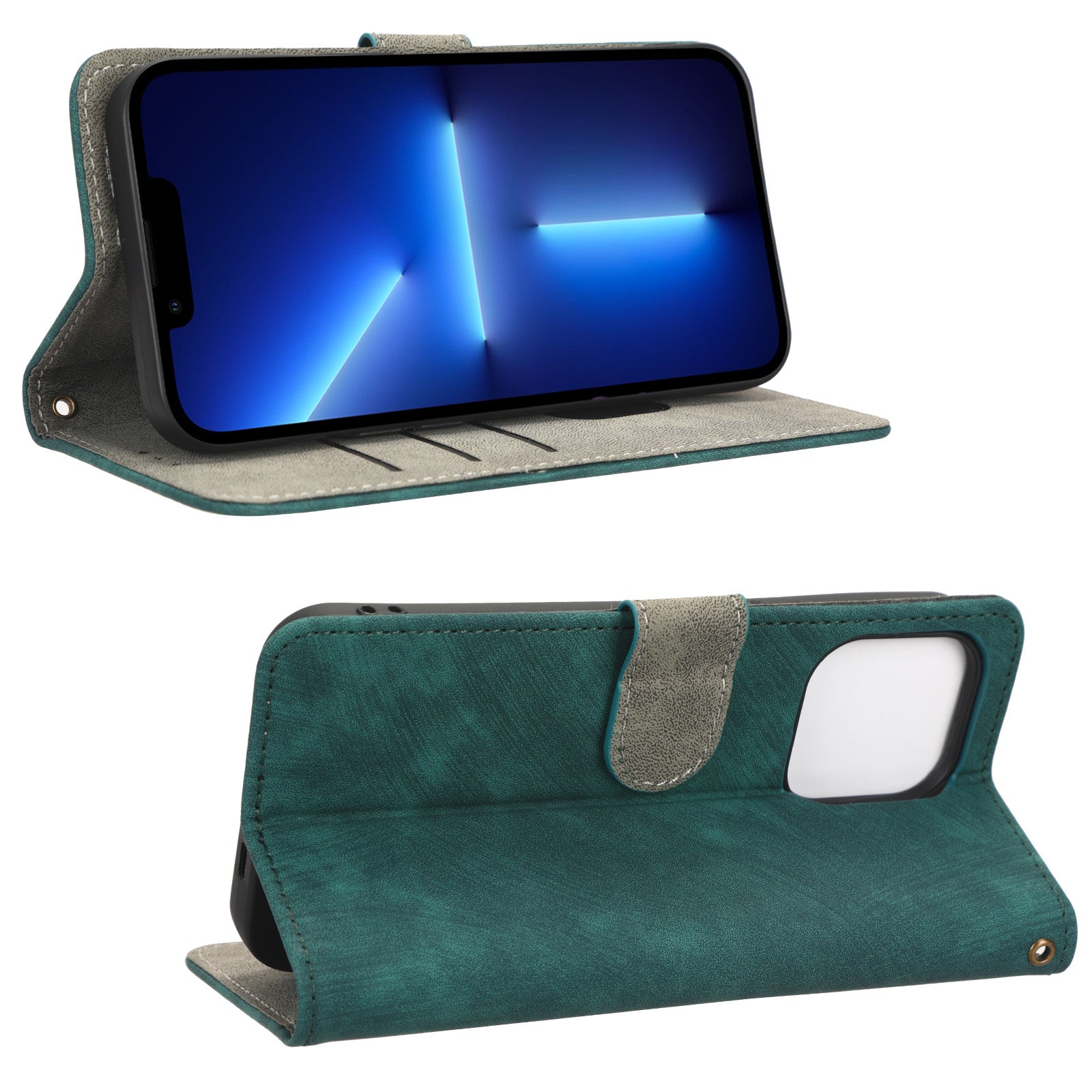 For iPhone 13 Pro Max 6.7 inch Magnetic PU Leather Phone Cover RFID Blocking Mobile Phone Case with Wallet Stand