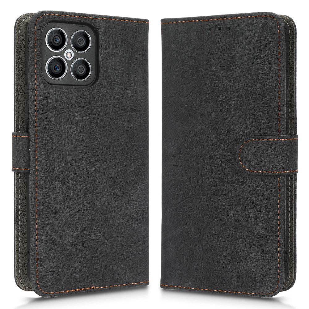 For Honor X8 4G X30i RFID Blocking Anti-scratch Phone Case Magnetic PU Leather Flip Smartphone Cover with Wallet Stand