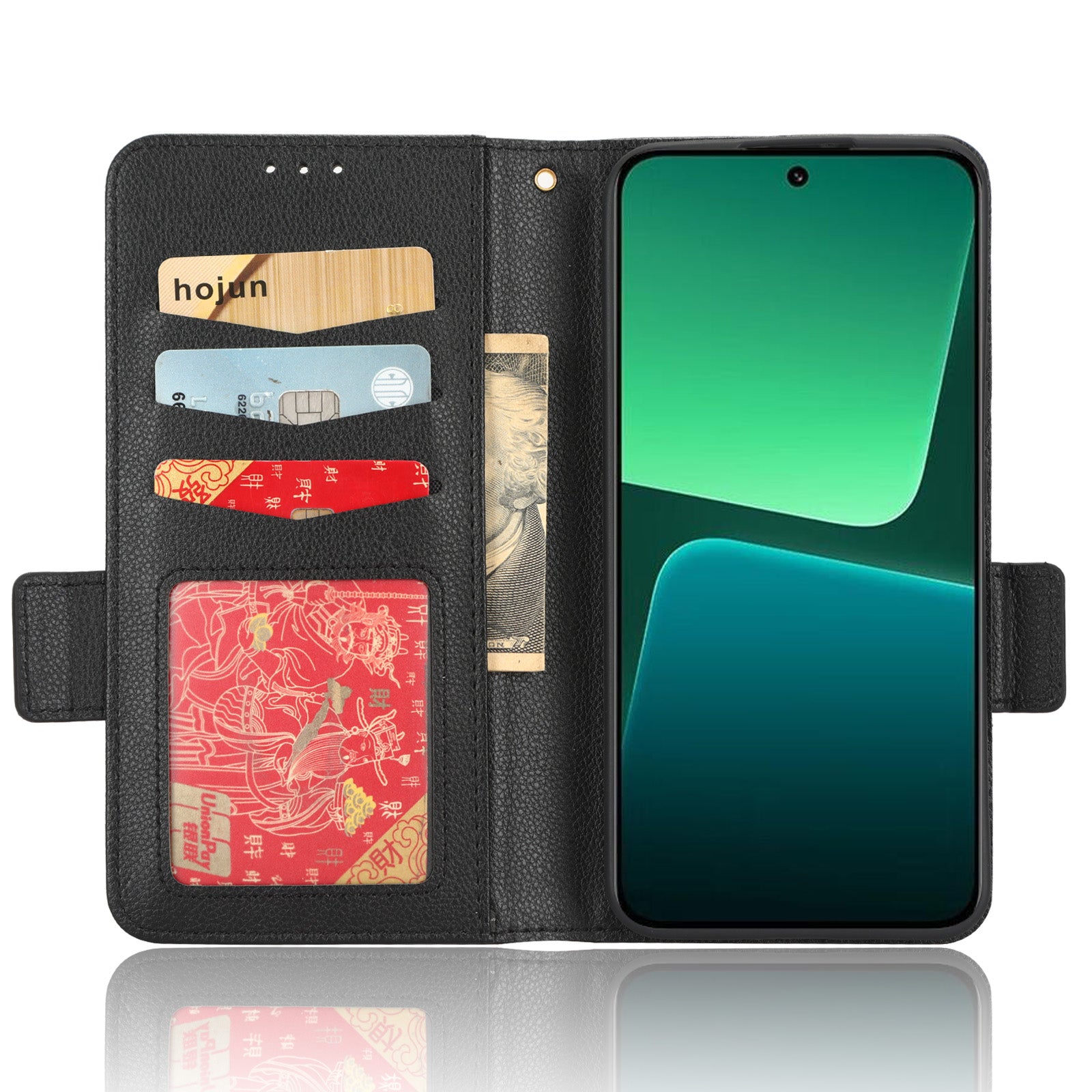 For Xiaomi 13 5G Full Protection Litchi Texture Phone Case PU Leather Wallet Stand Dual Magnetic Clasp Cell Phone Cover
