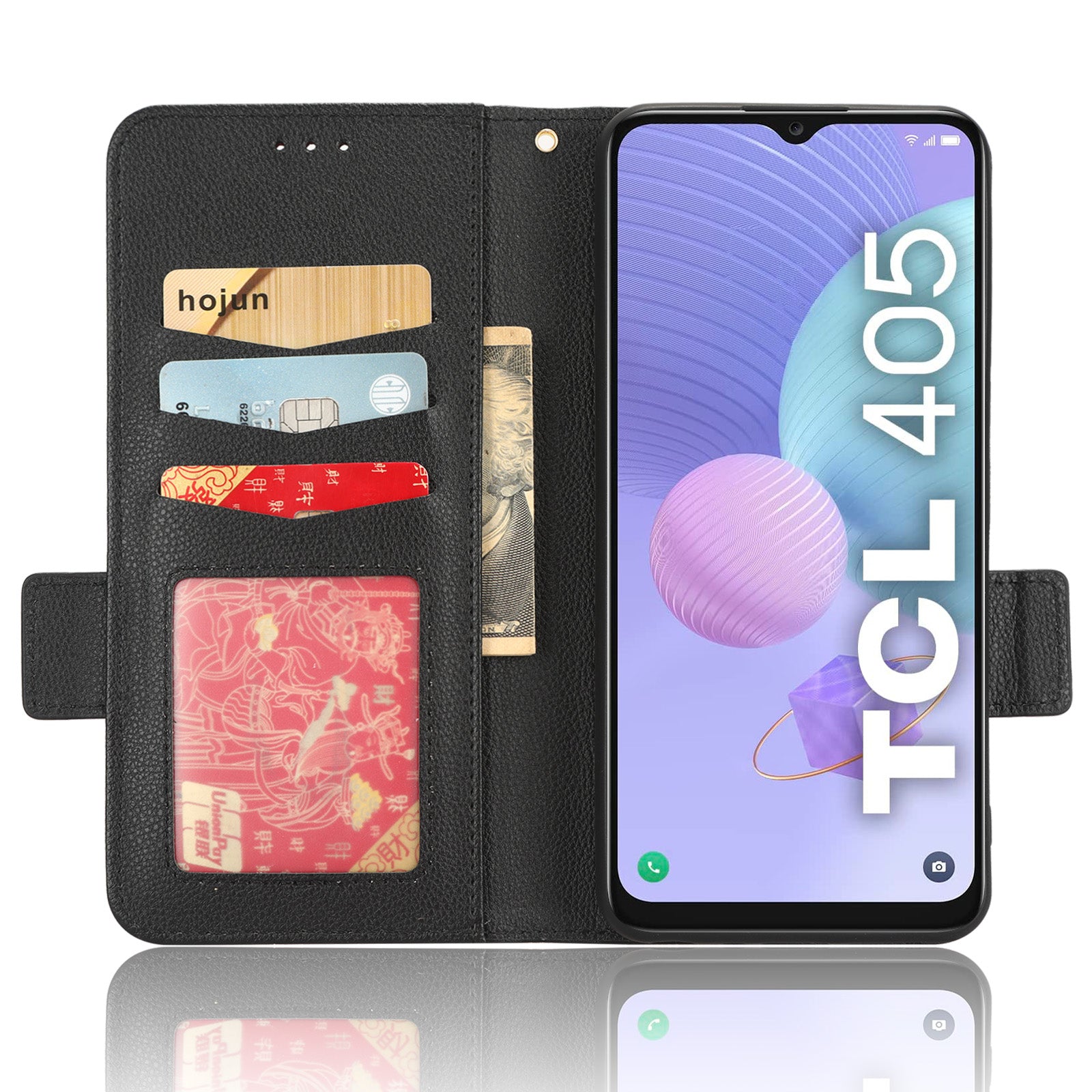 Til TCL 405 406 T506D dobbelt magnetisk lås PU læder smartphone etui Foldeligt stativ Litchi Texture Telefon Flip Wallet Cover