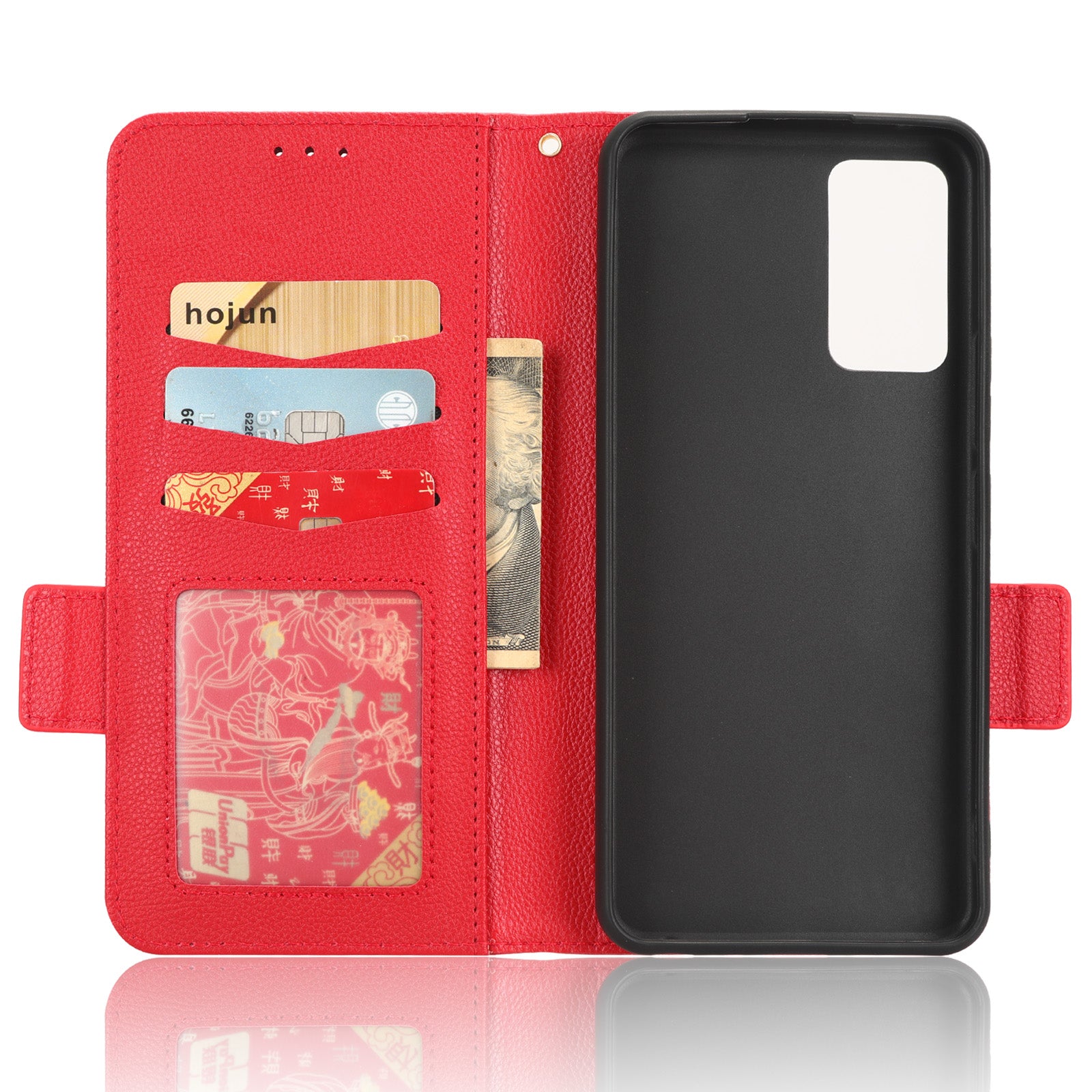 Til TCL 405 406 T506D dobbelt magnetisk lås PU læder smartphone etui Foldeligt stativ Litchi Texture Telefon Flip Wallet Cover