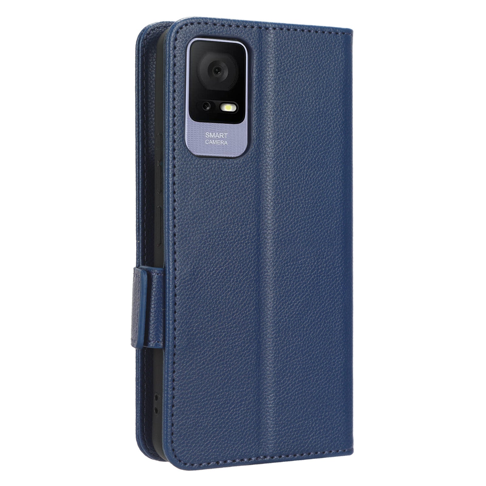 Til TCL 405 406 T506D dobbelt magnetisk lås PU læder smartphone etui Foldeligt stativ Litchi Texture Telefon Flip Wallet Cover