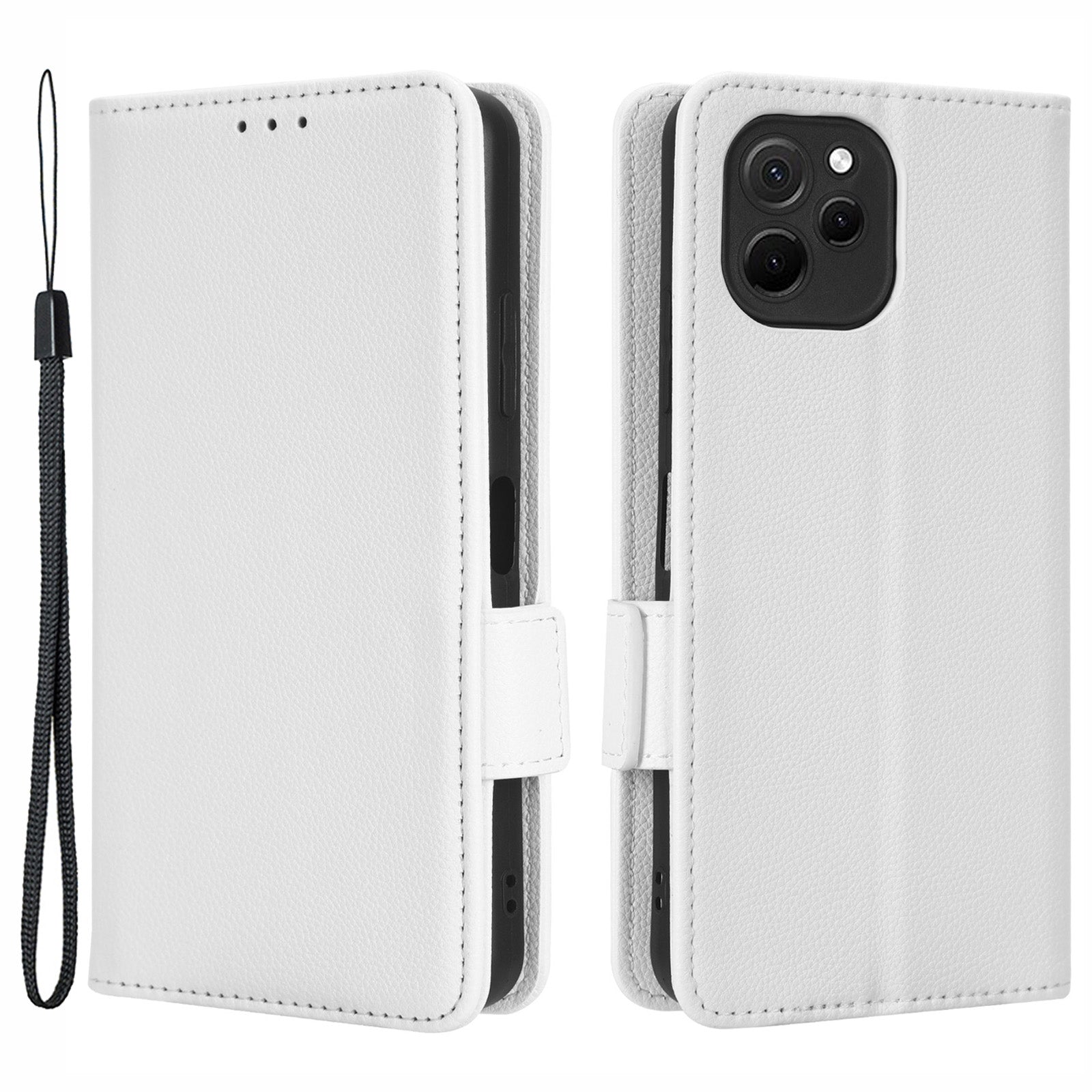 PU Leather Smartphone Case For Huawei nova Y61 4G Enjoy 50z 4G Dual Magnetic Clasp Litchi Texture Flip Wallet Stand Scratch-resistant Phone Cover