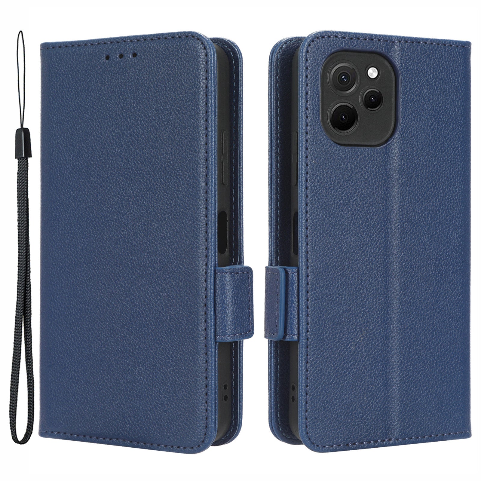 PU Leather Smartphone Case For Huawei nova Y61 4G Enjoy 50z 4G Dual Magnetic Clasp Litchi Texture Flip Wallet Stand Scratch-resistant Phone Cover