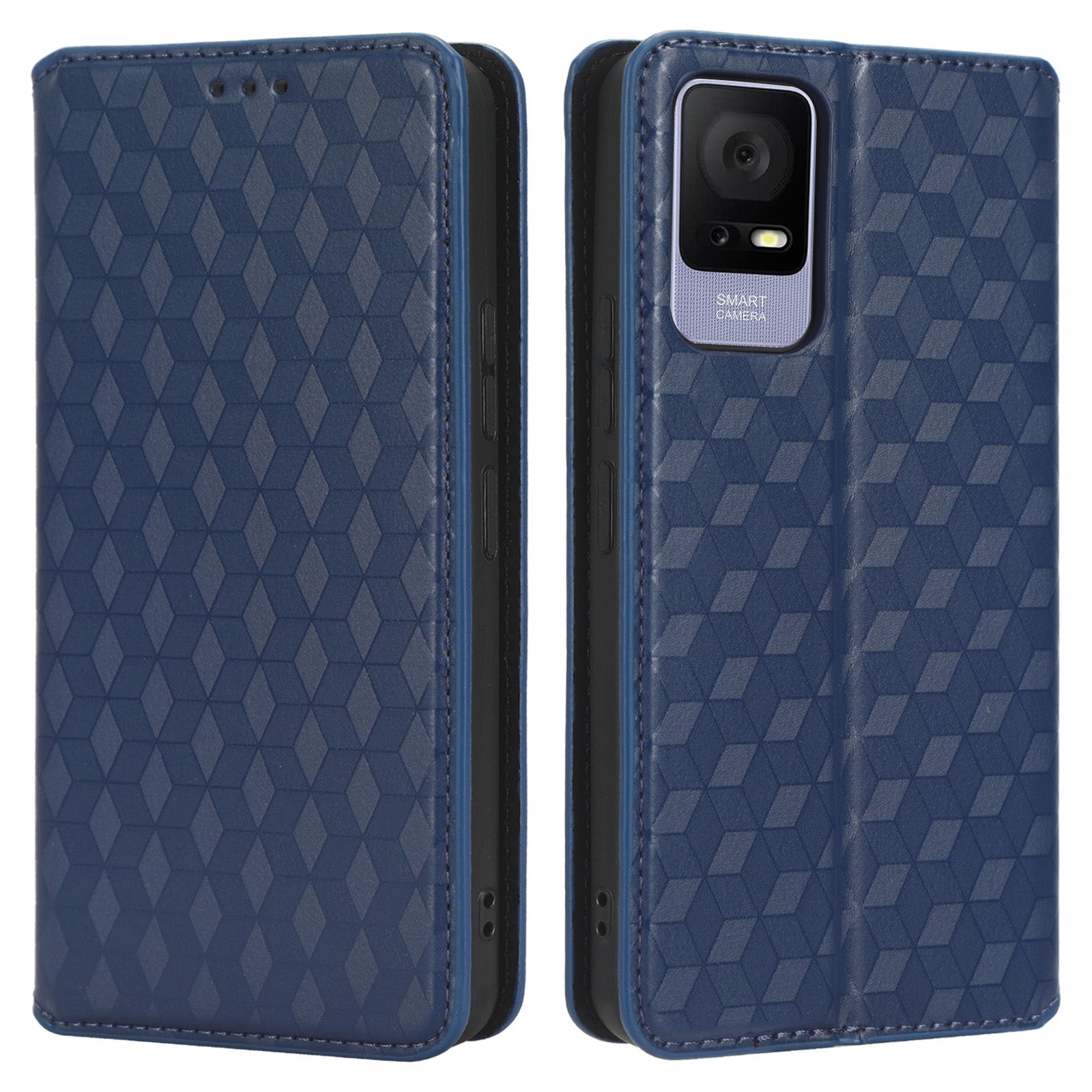 Til TCL 405 406 T506D Rhombus mønster påtrykt PU læder Beskyttende Flip Telefon Pung Cover Stand Magnetisk Autoabsorberet Anti-ridse Telefon Taske