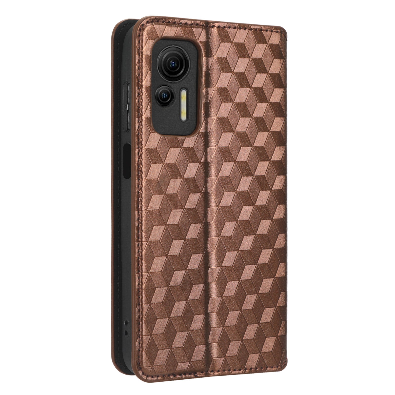 For Ulefone Note 14 Rhombus Pattern Imprinted Drop-proof Phone Case Magnetic Auto Closing PU Leather Wallet Stand Anti-scratch Phone Cover