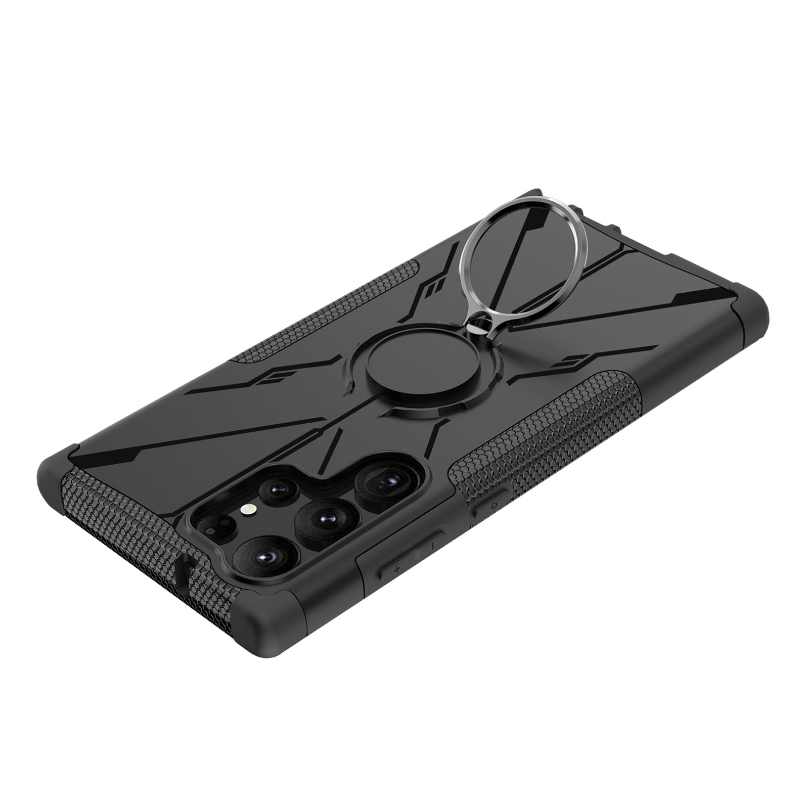 Anti-drop Phone Cover For Samsung Galaxy S23 Ultra Hard PC Soft TPU Hybrid Smartphone Case with Ring Kickstand