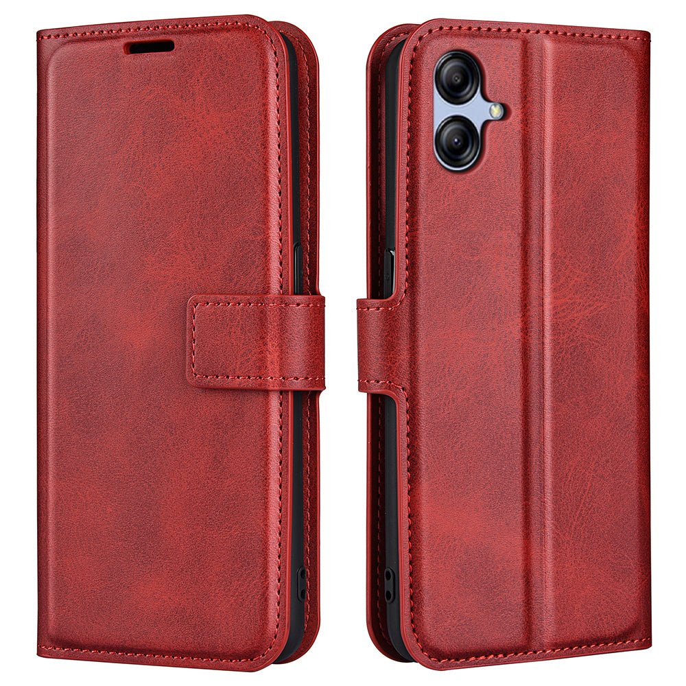 For Samsung Galaxy A04e 4G F04 4G M04 4G PU Leather Wallet Flip Protective Phone Case Calf Texture Square Magnetic Clasp Stand Cover
