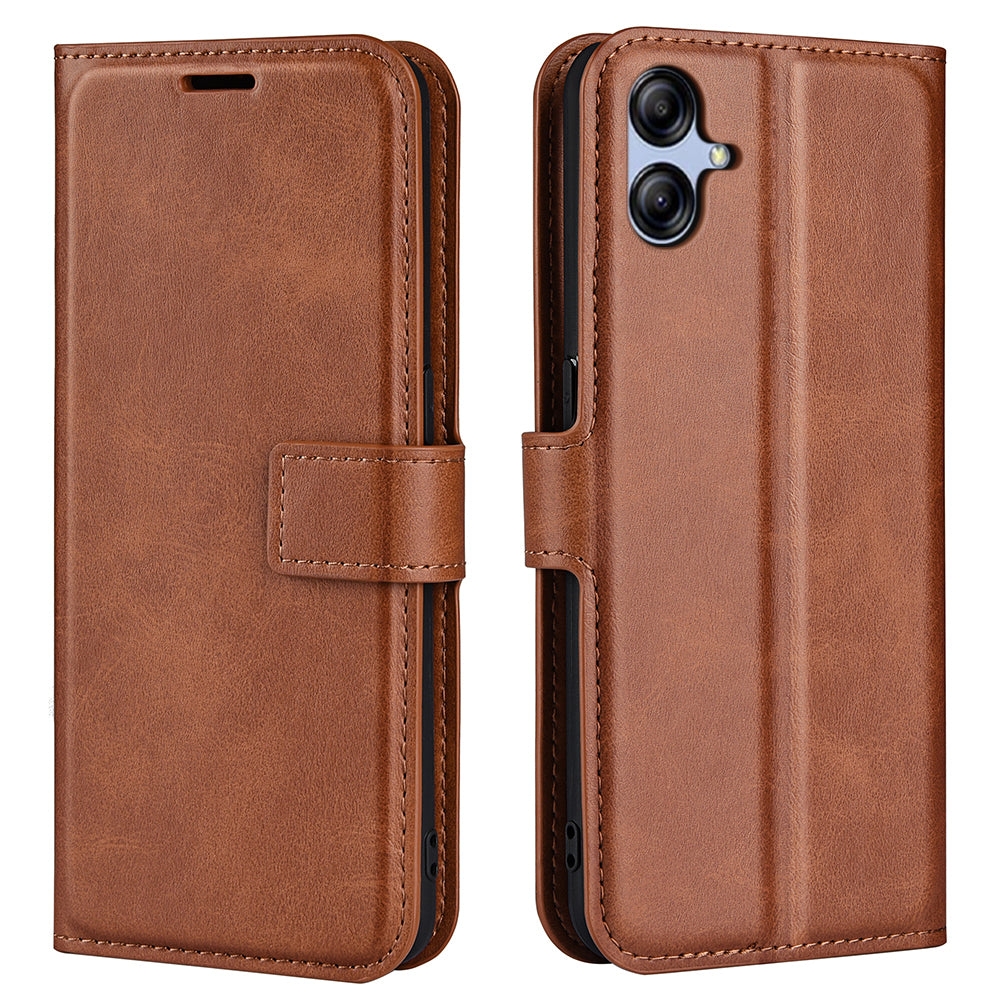 For Samsung Galaxy A04e 4G F04 4G M04 4G PU Leather Wallet Flip Protective Phone Case Calf Texture Square Magnetic Clasp Stand Cover