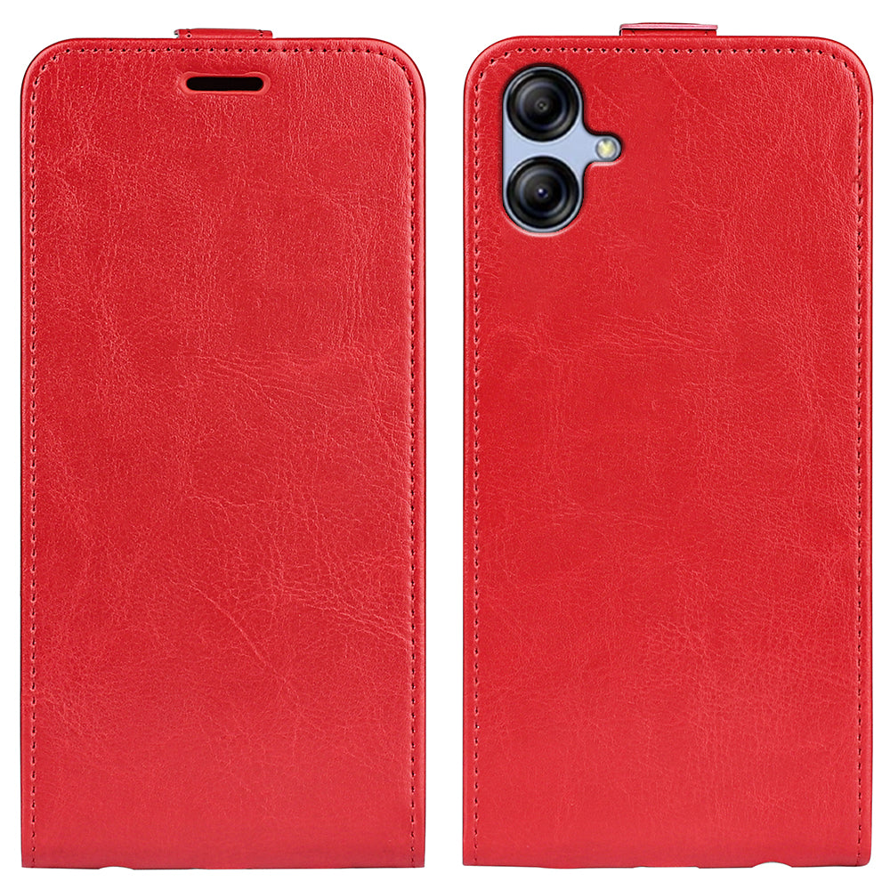For Samsung Galaxy A04e 4G / F04 4G / M04 4G Crazy Horse Texture Vertical Flip Cover PU Leather Card Slot Magnetic Clasp Protective Phone Case