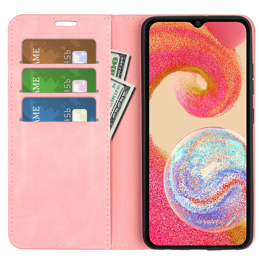 For Samsung Galaxy A04e 4G F04 4G M04 4G Skin-touch Feeling PU Leather Wallet Case Stand Magnetic Absorption Flip Protective Phone Cover