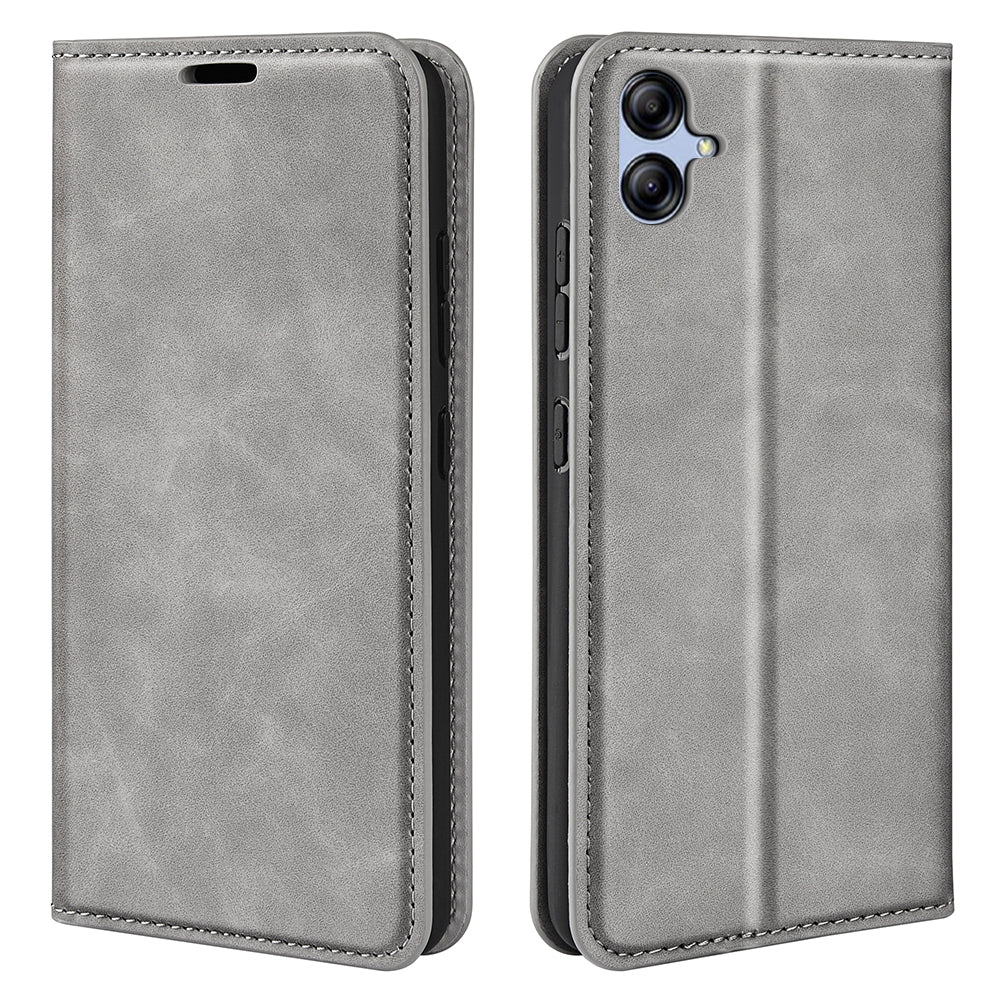 For Samsung Galaxy A04e 4G / F04 4G / M04 4G Skin-touch Feeling PU Leather Wallet Case Stand Magnetic Absorption Flip Protective Phone Cover