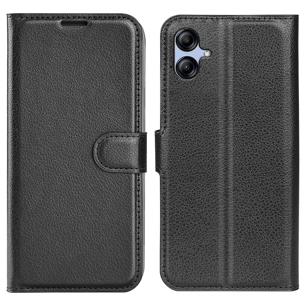 Phone Stand Wallet Cover for Samsung Galaxy A04e 4G F04 4G M04 4G Litchi Texture PU Leather Anti-scratch Phone Flip Case