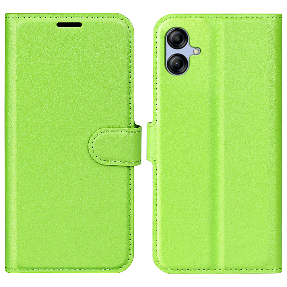 Phone Stand Wallet Cover for Samsung Galaxy A04e 4G / F04 4G / M04 4G Litchi Texture PU Leather Anti-scratch Phone Flip Case