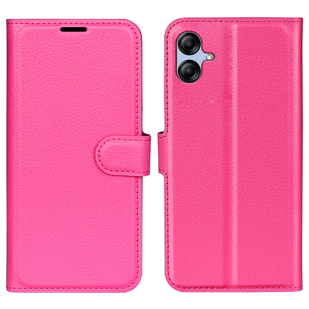 Phone Stand Wallet Cover for Samsung Galaxy A04e 4G F04 4G M04 4G Litchi Texture PU Leather Anti-scratch Phone Flip Case