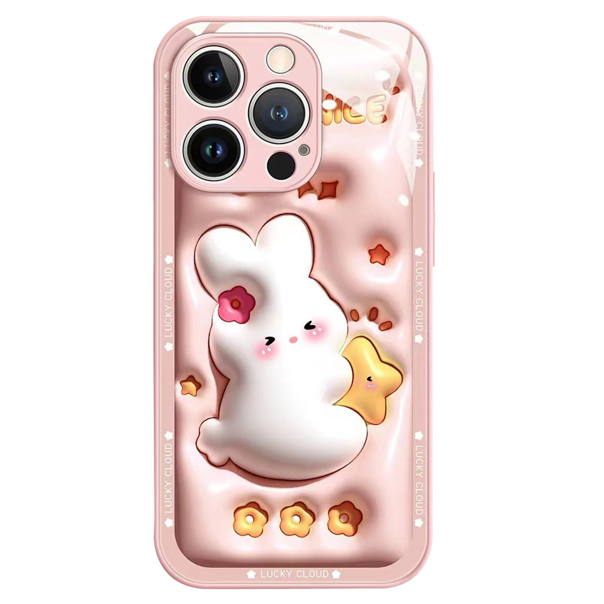 For iPhone 12 Pro Max 6.7 inch Cartoon Rabbit Hugging Star Tempered Glass + TPU Phone Case Shockproof Back Protective Cover - Dark Purple