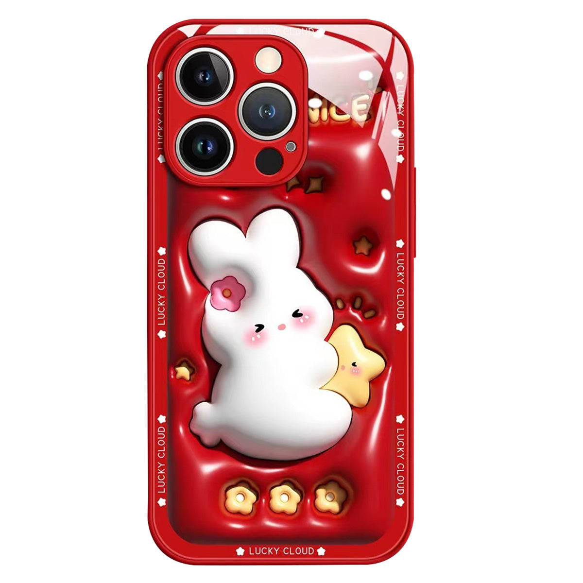 For iPhone 12 Pro Max 6.7 inch Cartoon Rabbit Hugging Star Tempered Glass + TPU Phone Case Shockproof Back Protective Cover - Dark Purple