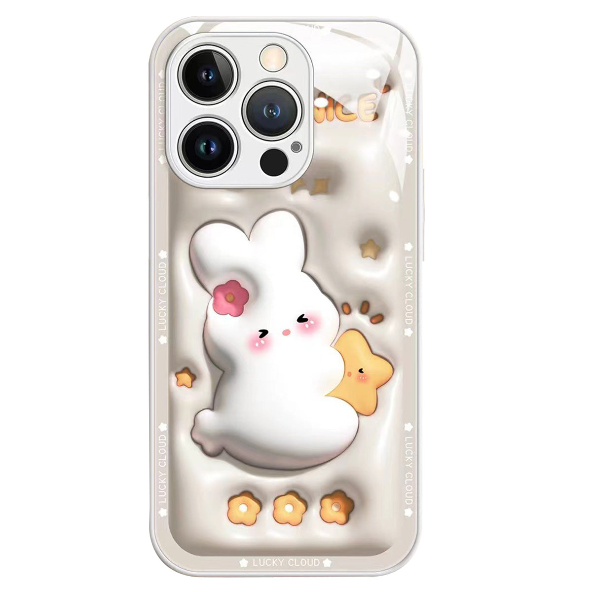 For iPhone 12 Pro Max 6.7 inch Cartoon Rabbit Hugging Star Tempered Glass + TPU Phone Case Shockproof Back Protective Cover - Dark Purple