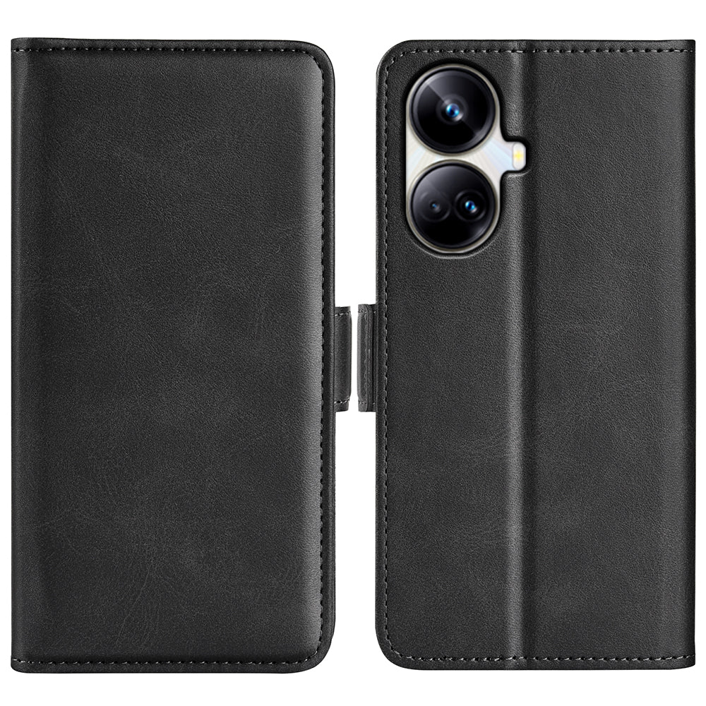 For Realme 10 Pro 5G Drop Protection Cell Phone Cover PU Leather Dual Magnetic Clasp Calf Texture Stand Case Wallet