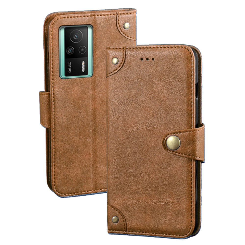 IDEWEI For Xiaomi Redmi K60E 5G Fine Texture TPU PU Leather Phone Flip Wallet Case Stand Shockproof Cell Phone Cover
