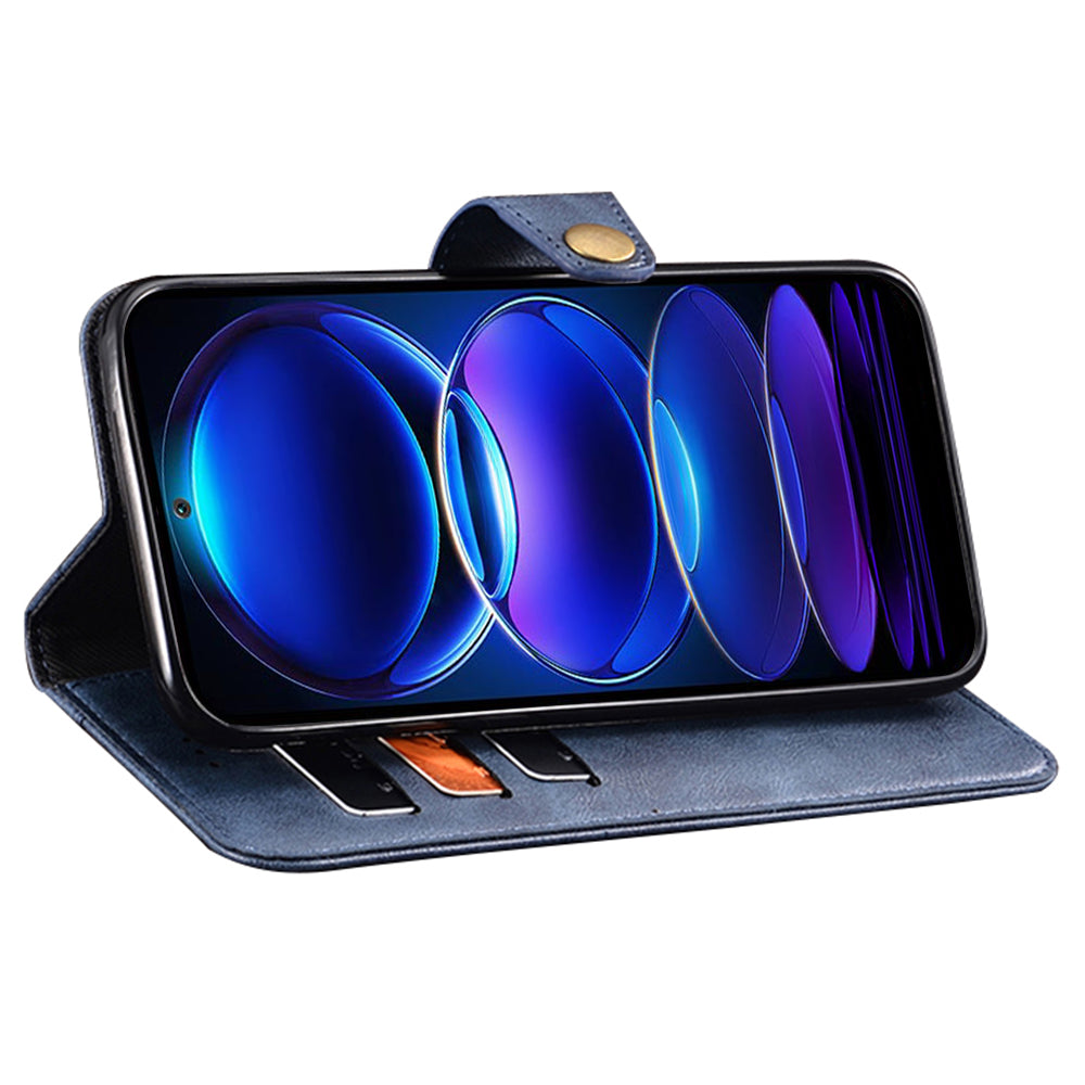 IDEWEI For Xiaomi Redmi K60E 5G Fine Texture TPU PU Leather Phone Flip Wallet Case Stand Shockproof Cell Phone Cover