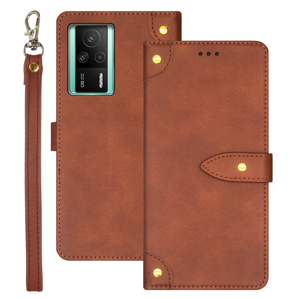 IDEWEI Protective Phone Case for Xiaomi Redmi K60E 5G PU Leather Stand Scratch-resistant Phone Cover with Card Slots