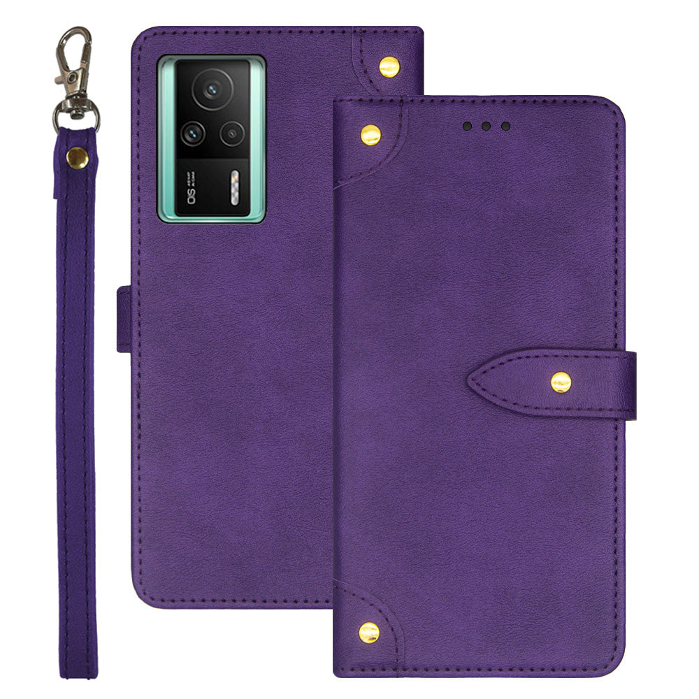 IDEWEI Protective Phone Case for Xiaomi Redmi K60E 5G PU Leather Stand Scratch-resistant Phone Cover with Card Slots