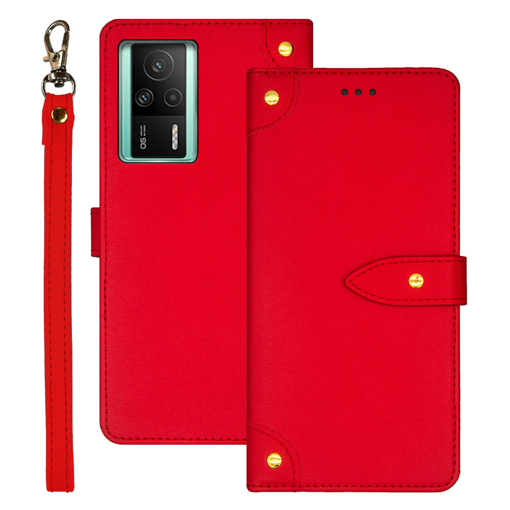 IDEWEI Protective Phone Case for Xiaomi Redmi K60E 5G PU Leather Stand Scratch-resistant Phone Cover with Card Slots