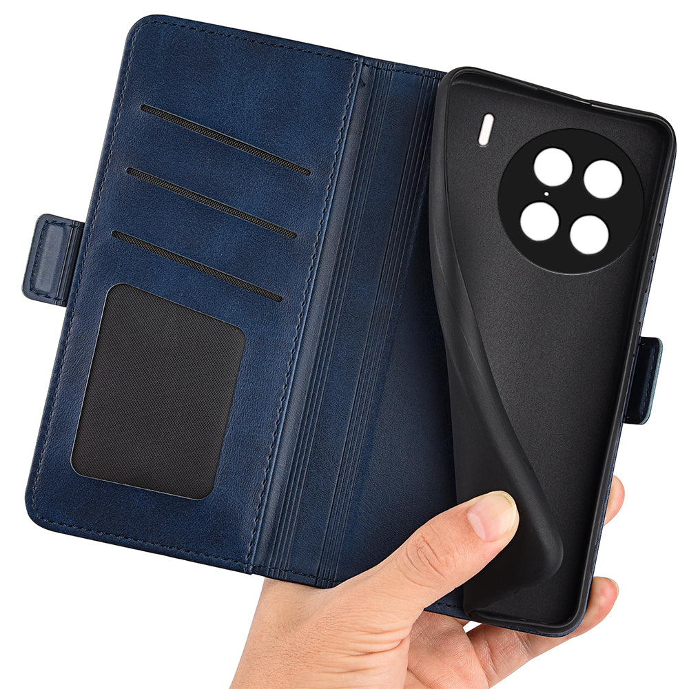 For vivo X90 Pro 5G Calf Texture Stand Phone Case PU Leather Dual Magnetic Clasp Wallet Drop Protection Phone Cover