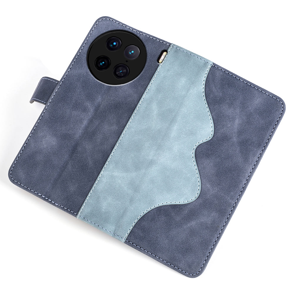 For vivo X90 Pro 5G Mobile Phone Case Stand Wallet Dual Color Splicing Magnetic Clasp Anti-scratch PU Leather Phone Cover