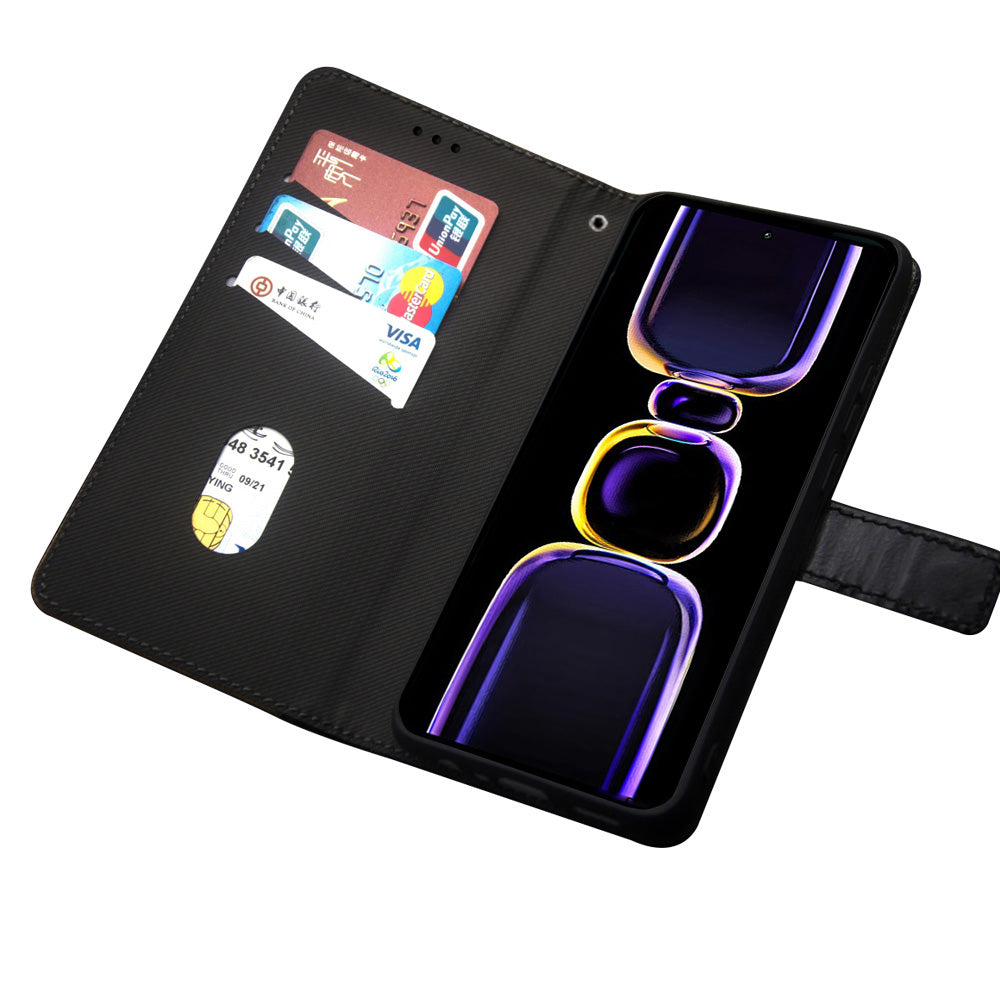 IDEWEI For Xiaomi Poco F5 Pro 5G Redmi K60 Pro 5G K60 5G Card Slots Color Splicing Leather Magnetic Phone Case with Wrist Strap