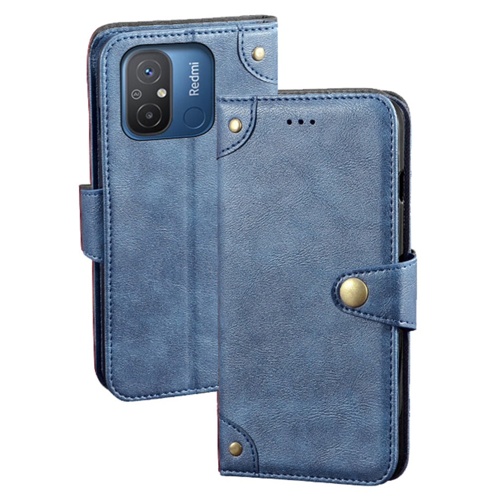 IDEWEI For Xiaomi Redmi 12C 4G Drop-proof Phone Case Fine Texture TPU PU Leather Wallet Stand Anti-scratch Cell Phone Cover